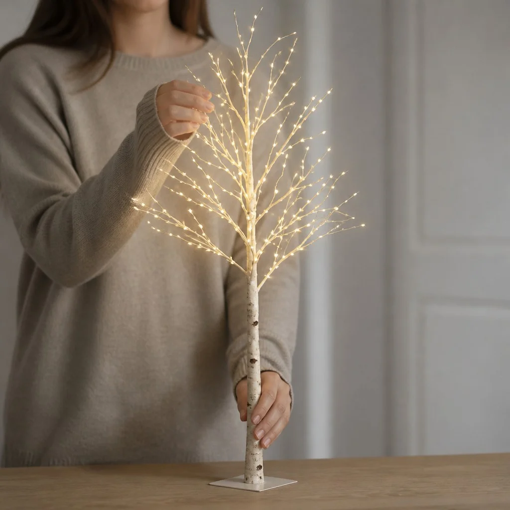 Светодиодное дерево Береза KAR269 1,5 м, 320 LED • Напольное декоративное дерево-берёза с теплым белым светом, формируемыми ветками и питанием от сети 220 В для дома, витрин и праздничного декора