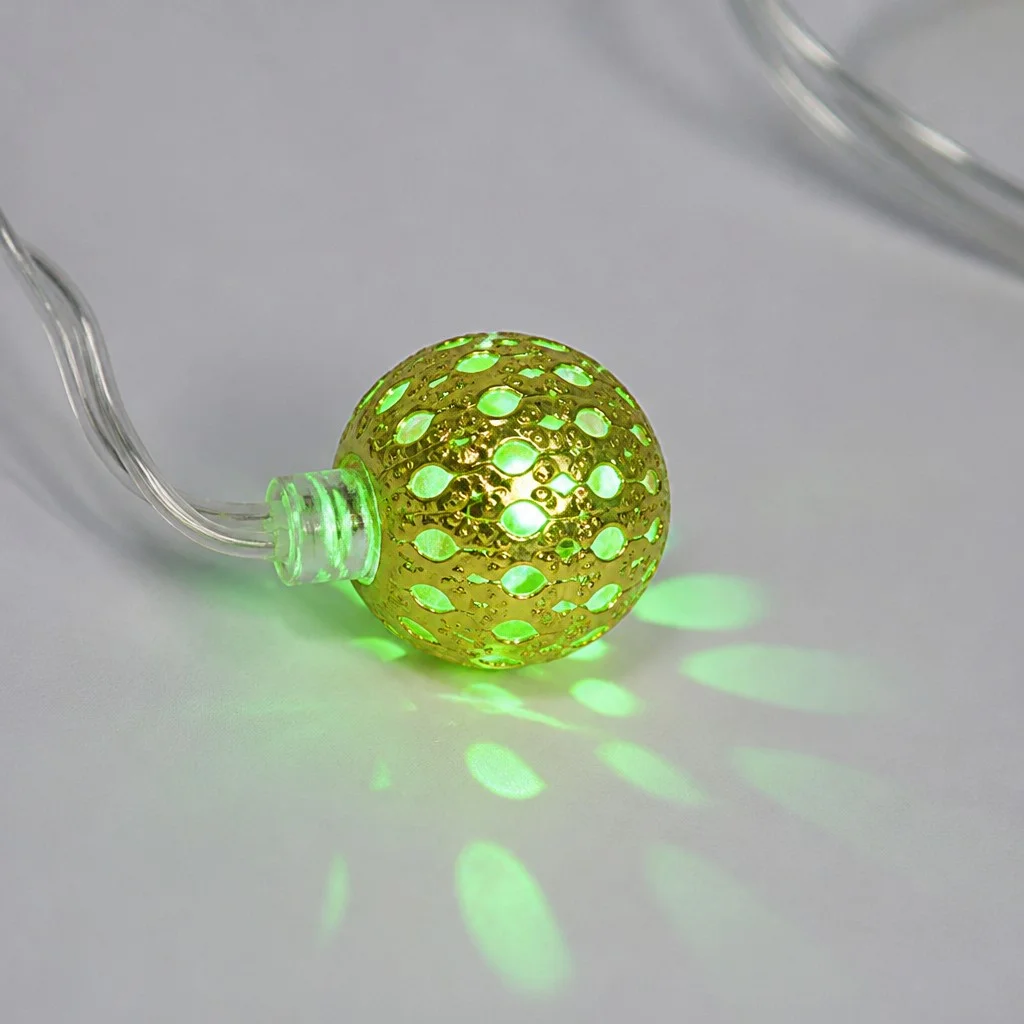 Гирлянда-нить String-Lights 20Parts-M 3 м разноцветная • внутренняя светодекоративная нить с прозрачным проводом и шаровидными ажурными плафонами для декора комнаты и ёлки
