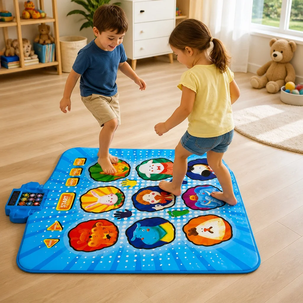 Музыкальный коврик Dancing Challenge Playmat • Детский интерактивный танцевальный коврик со звуком, Bluetooth, подсветкой, режимами игры и уровнями сложности