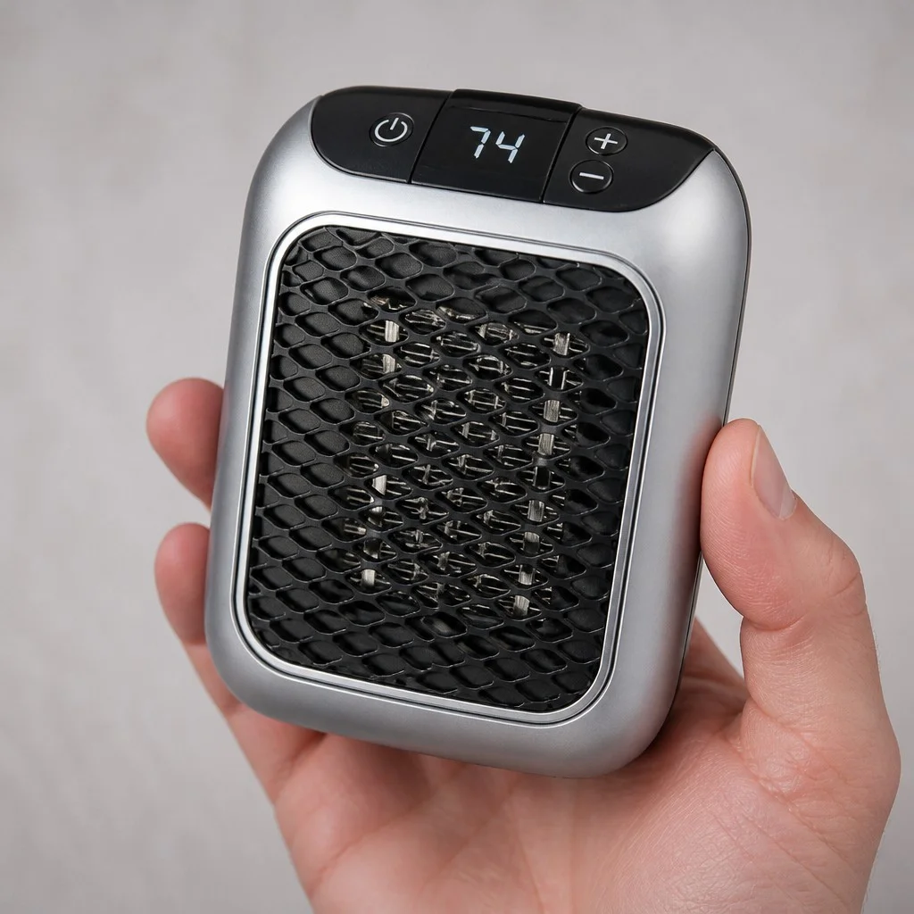 Обогреватель Handy Heater Turbo 800 Вт • Портативный керамический тепловентилятор в розетку с цифровым дисплеем, пультом ДУ и таймером для небольшой комнаты