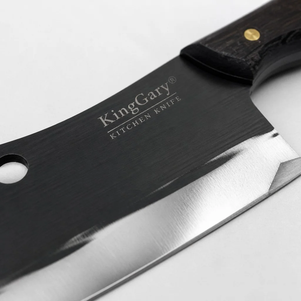 Кухонный нож-топорик KingGary 8″ M10-L591 • Кухонный клевер с широким лезвием 20 см, деревянной рукоятью, для нарезки мяса, рыбы и овощей