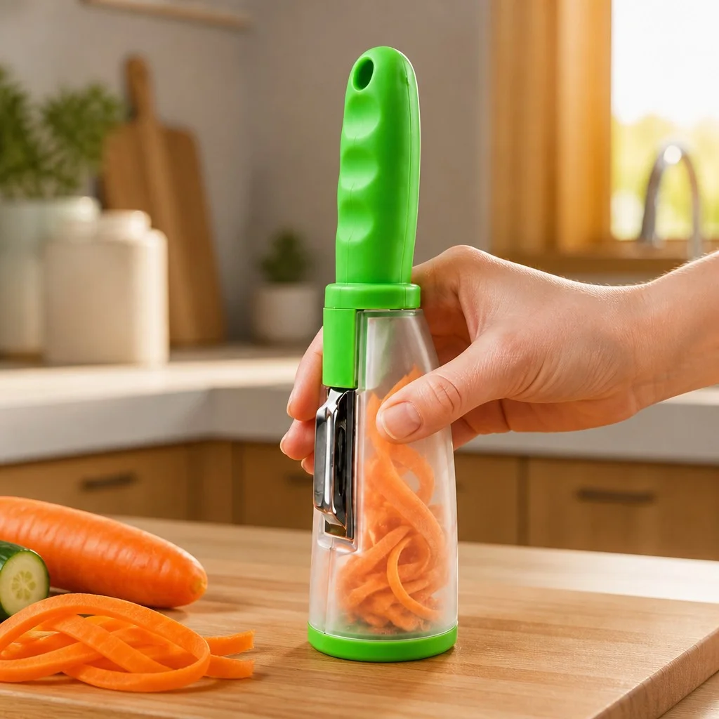 Овощечистка Easy Peeler с контейнером для очисток • Ручная горизонтальная овощечистка с двусторонним лезвием из нержавеющей стали для овощей и фруктов