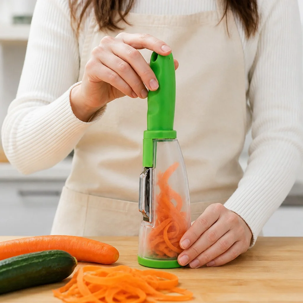 Овощечистка Easy Peeler с контейнером для очисток • Ручная горизонтальная овощечистка с двусторонним лезвием из нержавеющей стали для овощей и фруктов
